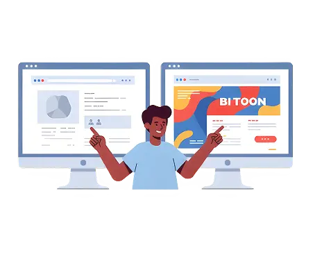 A person comparing websites